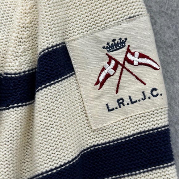LRL Ralph Lauren Nautical Stripe Double Breasted Cardigan L 100% Cotton Preppy - Picture 5 of 11